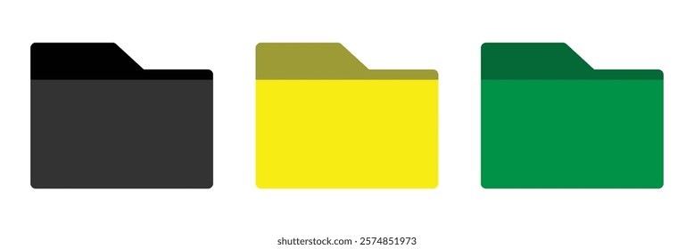 open folder icon. Folder with documents, Outline minimal signs for web site. Pixel perfect. Editable Strokes. computer open data folder vector icon set in black, yellow, green. Design eps 10
