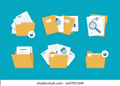 Open Folder Icon. Folder With Documents,flat Design Icon Vector Illustration
