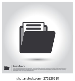 Open Folder Icon, Flat pictograph Icon design gray background. Vector illustration.