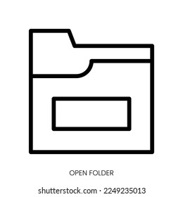 icono de abrir carpeta. Diseño De Estilo De Arte De Línea Aislado En Fondo Blanco