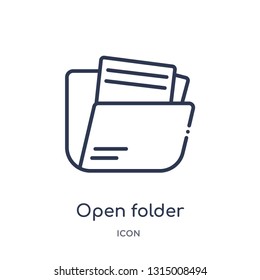 open folder icon from shapes outline collection. Thin line open folder icon isolated on white background.