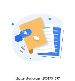 open folder icon,Folder with documents,Document protection concept,flat design icon vector illustration