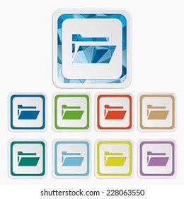 Open folder icons & symbols. Set colorful buttons. Vector illustration. It can be used for the web sites and mobiles.