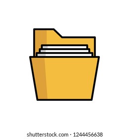 Open folder isolated. Line icons illustration
