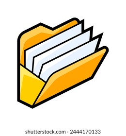 Open folder for paper icon in isometry. Image for website, app, logo, UI design.