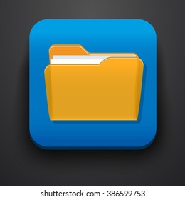 Open folder symbol icon on blue