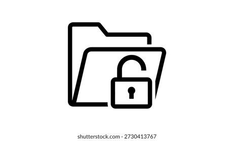 Open folder with unlocked padlock