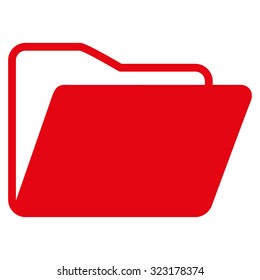 Open Folder vector icon. Style is flat symbol, red color, rounded angles, white background.