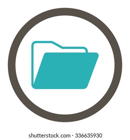 Open Folder vector icon. Style is bicolor flat rounded symbol, grey and cyan colors, rounded angles, white background.