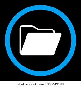 Open Folder vector icon. Style is bicolor flat rounded symbol, blue and white colors, rounded angles, black background.