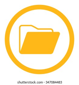 Open Folder vector icon. Style is flat rounded symbol, yellow color, rounded angles, white background.