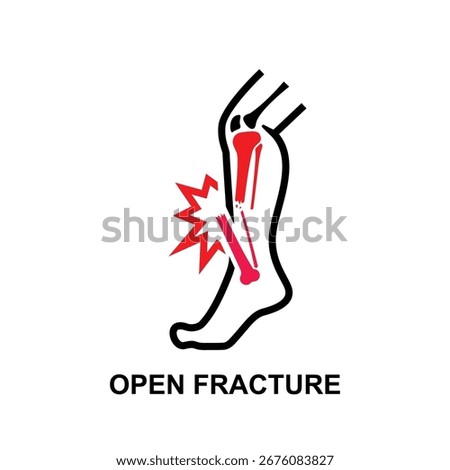 Open fracture icon. Inflammation of the bone due to infection in an open fracture isolated on background  vector illustration.Non AI generate
