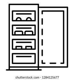 Open fridge icon. Outline open fridge vector icon for web design isolated on white background