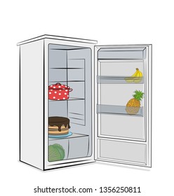 open fridge. vector illustration.