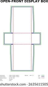 Open front display box template die-cut packaging design