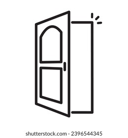 Open front door on a white background.