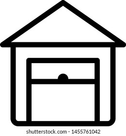 Open garage with large box in storage unit