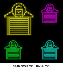 open garage sign neon color set icon. Simple thin line, outline vector of automation icons for ui and ux, website or mobile application