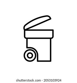 Open garbage bin thin line icon. Modern vector illustration.