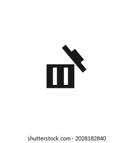 open garbage black icon isolated white background, for web, app, and presentation 