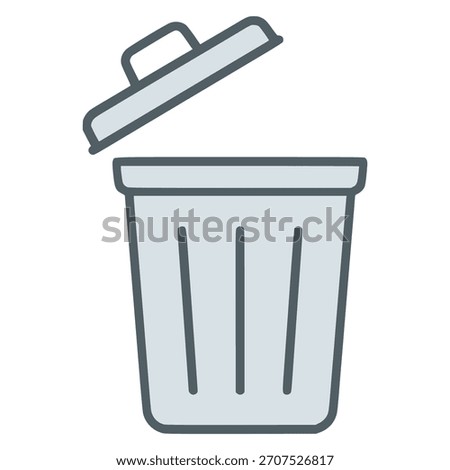 open garbage can flat color vector illustration template design