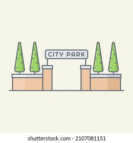 Open gate city park vector illustration