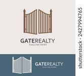 Open Gate Logo Flat Design. Vector Gate Illustration Icon.