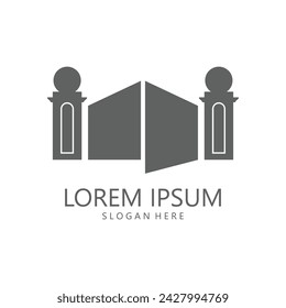 Open Gate Logo Flat Design. Vector Gate Illustration Icon.