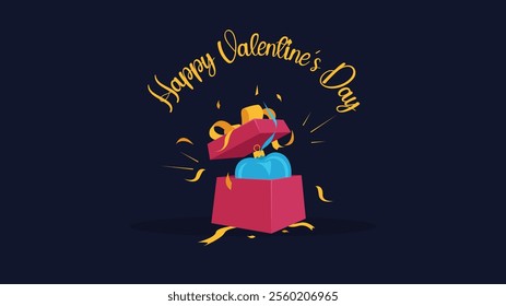 Open gift box banner design for surprises, Merry Christmas, holidays, loyalty program rewards, special giveaway packages, Valentine's Day, and birthday celebration gifts. Vector illustration.