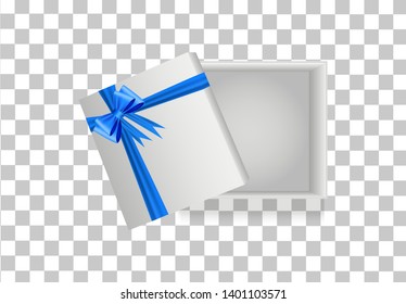 Open gift box with bow on transparent background. Gift box vector illustration.