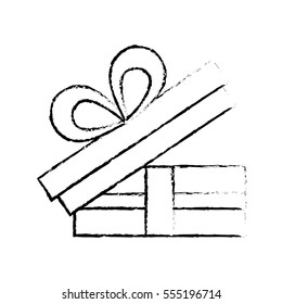 open gift box bow ornament celebration sketch vector illustration eps 10