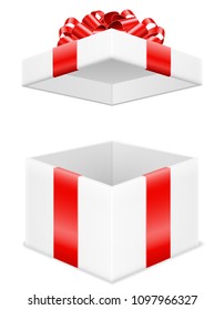 open gift box with bow and ribbon stock vector illustration isolated on white background