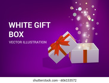 Open gift box with bright rays of light vector EPS10