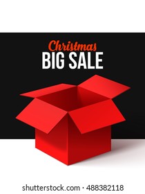 Open Gift Box. Christmas Background. Vector Illustration.