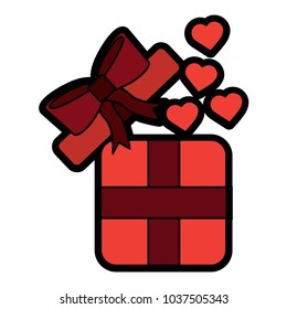 open gift box coming out of heart
