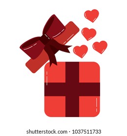 open gift box coming out of heart