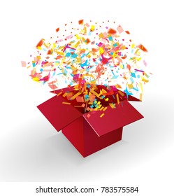 Open gift box  with confetti,vector illustration
