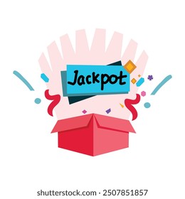 Icono plano abierto de la caja de regalo en el fondo blanco para el Web y el diseño móvil. Caja abierta y consiguió un jackpot estilo de diseño plano. Un elemento de diseño de regalo