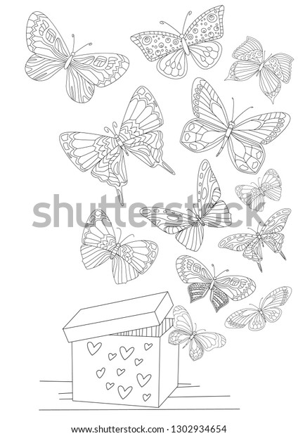 open gift box flying butterflies your stock vector royalty