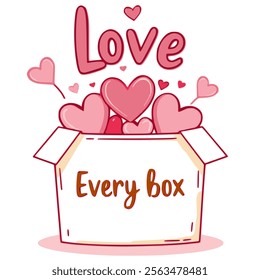 An open gift box with hearts