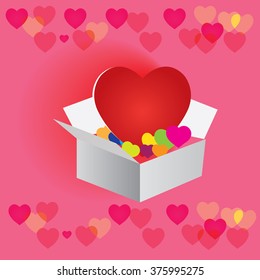 Open gift box with hearts 
