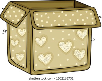 Open gift box hearts isolated