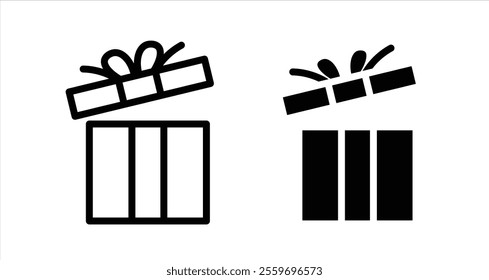 Open gift box Icon collection in filled and stroke style.