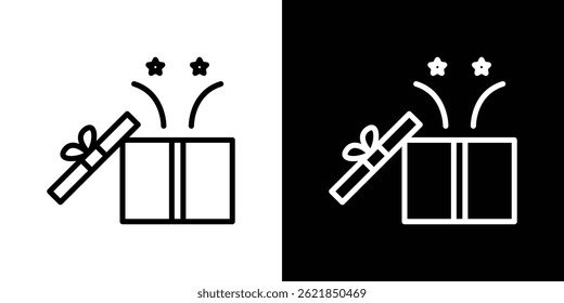 Abrir el icono de la caja de regalo concepto de trazo sobre fondo blanco