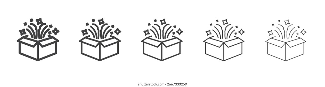 Diseño abierto del icono de la caja de regalo, logotipo, App, interfaz de usuario. Ilustración vectorial, EPS