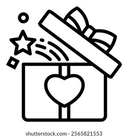 Open Gift Box Icon Element For Design