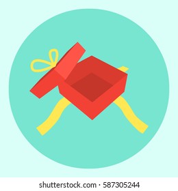 Open gift box. Icon in flat style. Vector illustration