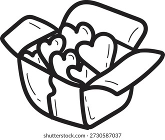Open gift box icon with hearts vector, perfect for love, romance, Valentine’s Day, wedding, anniversary, and surprise gift designs.