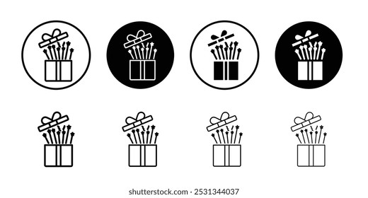 Open gift box icon linear logo isolated