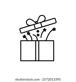Open gift box icon in liner stroke style